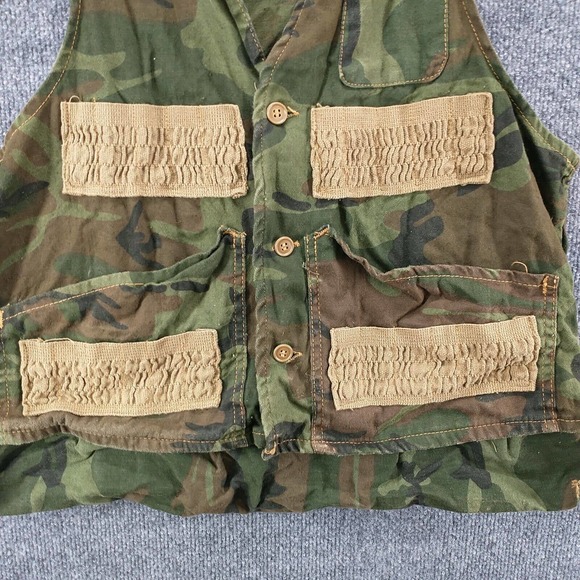 American Field Men's Button Front Camo Vest Green S Hunting Shooting Vintage - Picture 5 of 15